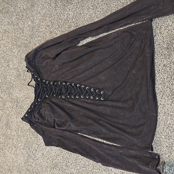 NWT Affliction Women Wildflower Graphic Long Sleeve Top Moto Sz XS - Picture 2 of 6